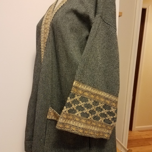 Frye Teal Blue Embroidered Oversize Kimono Cardigan Sz Medium - Picture 5 of 11